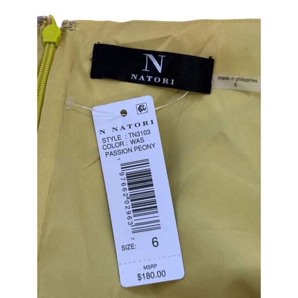 Natori Passion Peony Floral Halter Dress Tropical Green Pink Womens Size 6 NEW - Picture 4 of 7